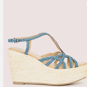 Vintage Foundry Beautiful Blues Sandal Wedges with original shoe boxes